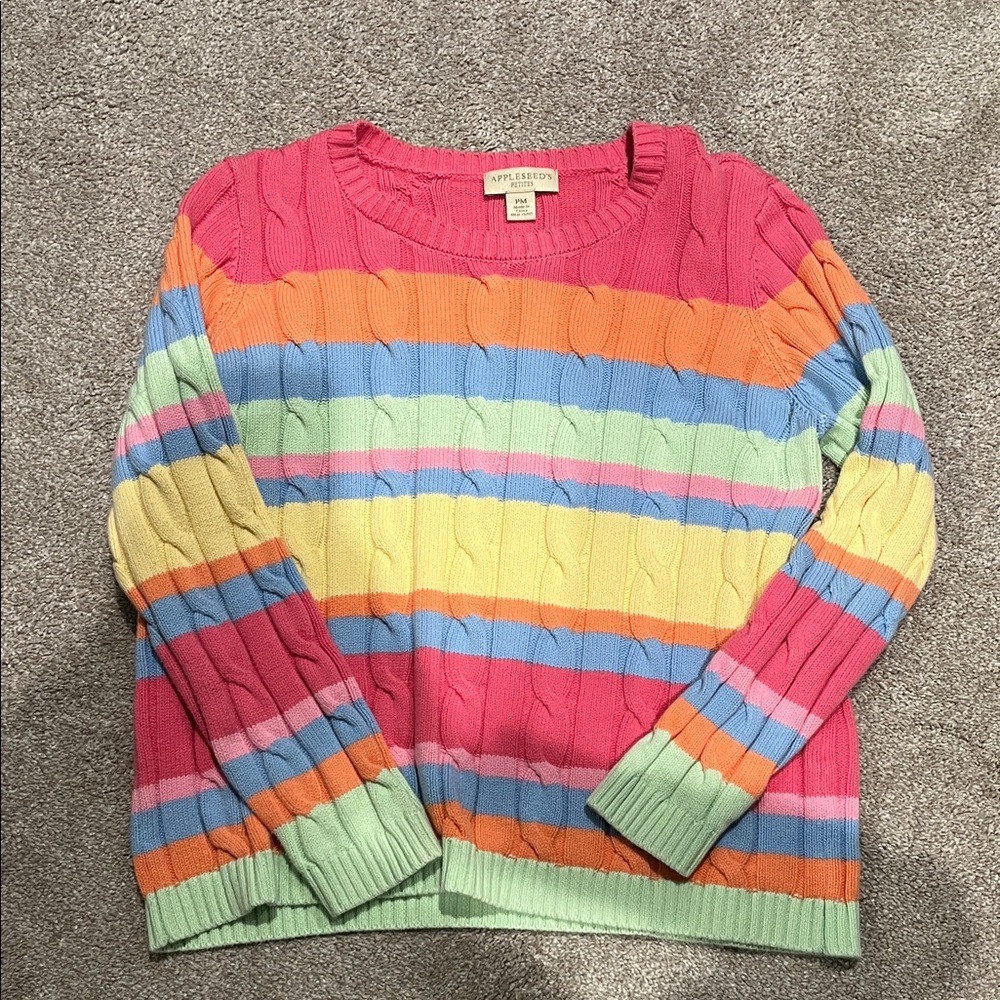 Appleseeds Vibrant Striped Crew Neck Sweater